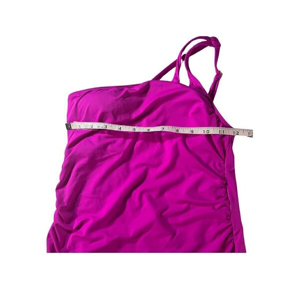 La Blanca Island Goddess One-Shoulder Keyhole Tankini Top, Size 4 - Picture 3 of 7
